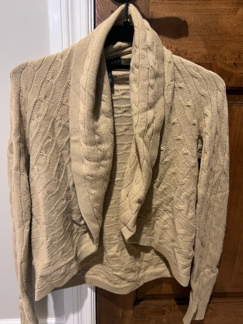 Ralph Lauren Cream Cable-Knit Shawl Collar Cardigan
